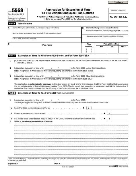 irs extension form 5558